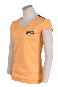 W159 專業訂做功能性運動衫  設計女裝運動短袖衫  訂購運動衫供應商HK    粉橙色